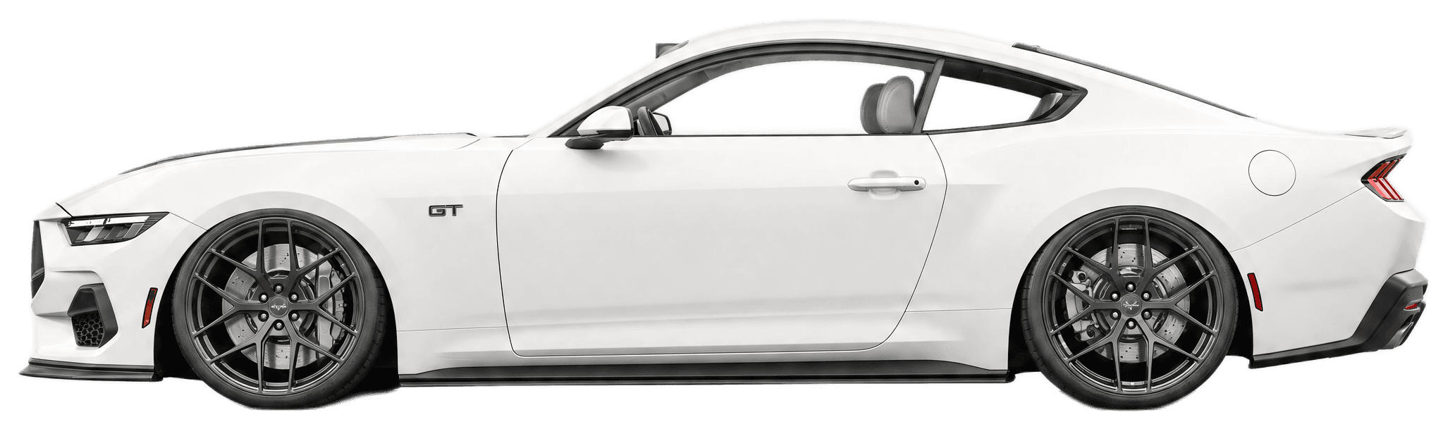 White Ford Mustang GT, side profile